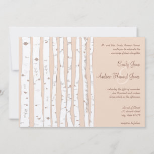 Silver Peony Russet Lite Birch Tree Wedding Invitation