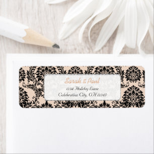 Silver Peony Vintage Damask Return Address Labels