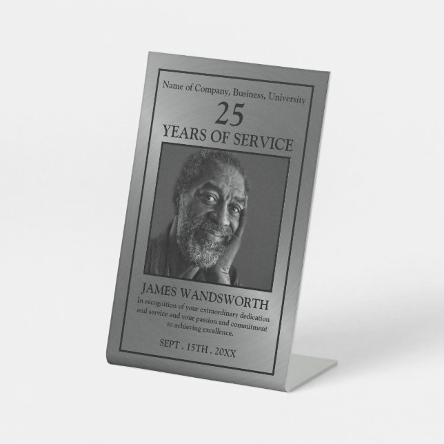Silver/Personalised Photo - Employee Award Pedestal Sign (Front)