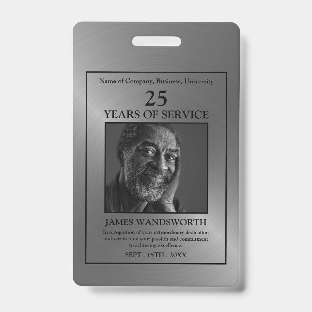 Silver/Personalized Photo - Employee Award ID Badge (Front)