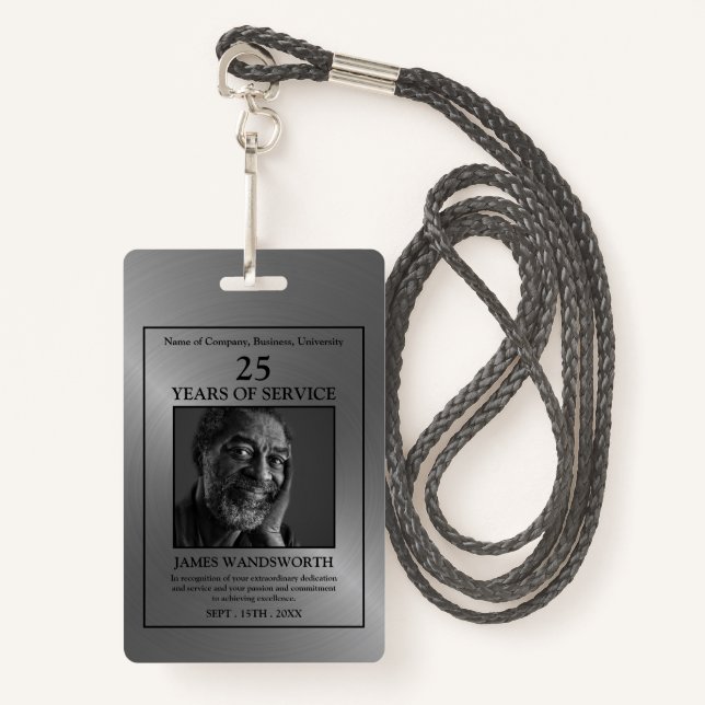 Silver/Personalized Photo - Employee Award ID Badge (Front with Lanyard)