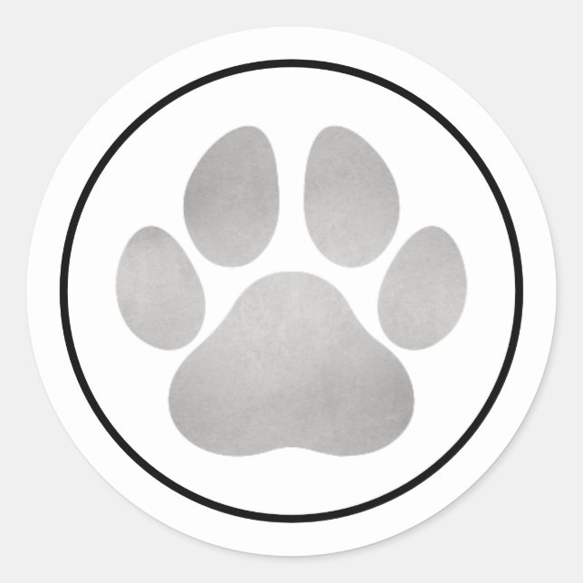 Silver Pet Lover Paw Print Holiday Classic Round Sticker (Front)
