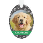 Silver Pet Paw Prints Green Custom Dog Name Photo