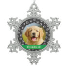 Silver Pet Paw Prints Green Custom Dog Name Photo