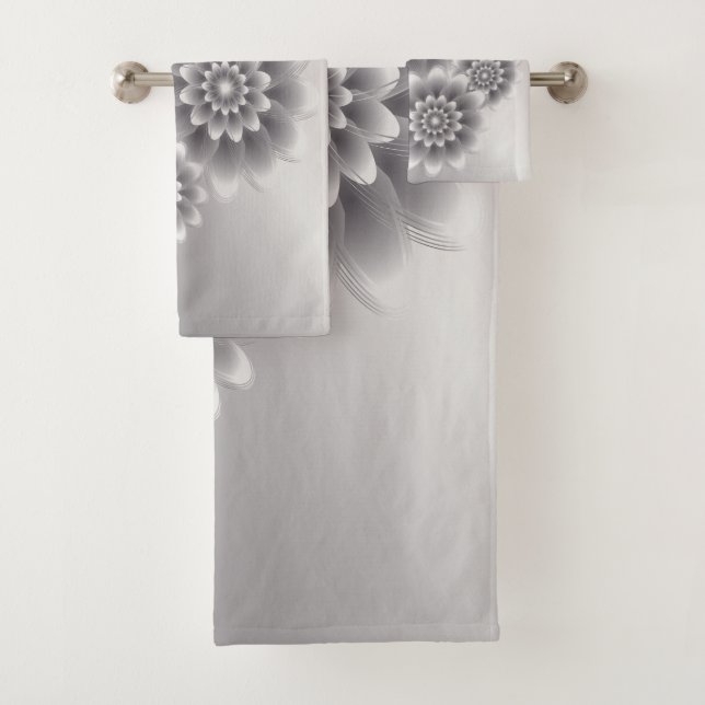 Silver petals bouquet bath towel set (Insitu)