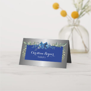 Silver Petals of Love Folded Place Card