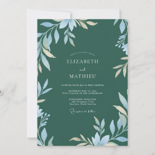 Silver Petrol Foliage Eucalyptus Wedding Invitation