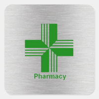 Silver pharmacy cross sticker