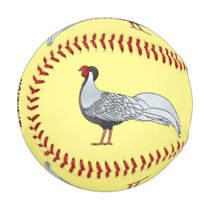 Silver pheasant bird cartoon illustration baseball