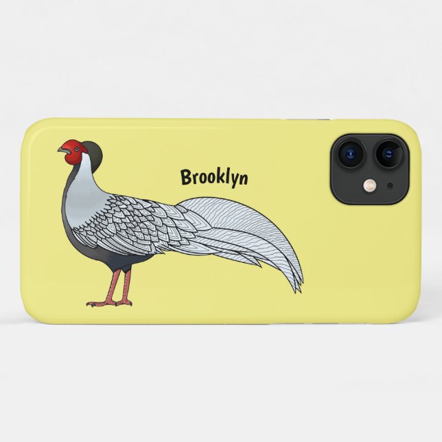 Silver pheasant bird cartoon illustration Case-Mate iPhone case (Back (Horizontal))
