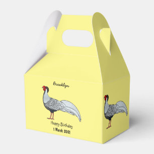 Silver pheasant bird cartoon illustration favour box
