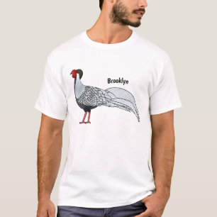 Silver pheasant bird cartoon illustration  T-Shirt
