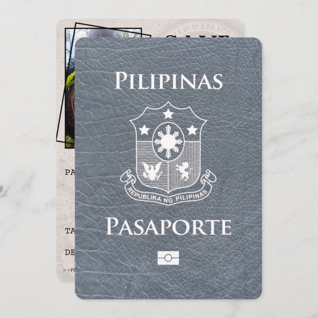 Silver Philippines Passport Save The Date (Front/Back)