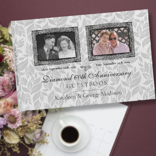 Silver Photo Diamond Anniversary Floral Guest Book