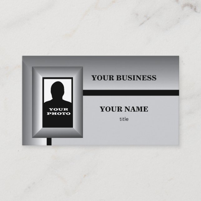 Silver Photo Frame Template Business Card (Front)