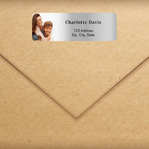 Silver photo wedding return address