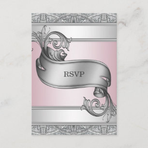 Silver Pink Bat Mitzvah RSVP Card