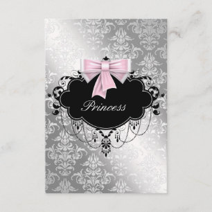Silver Pink Black Princess Baby Girl Shower RSVP