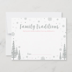 Silver & Pink   Family Traditions Baby Shower Game Advice Card