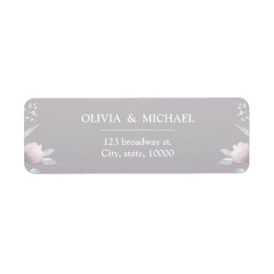 Silver pink floral Chinoiserie return address