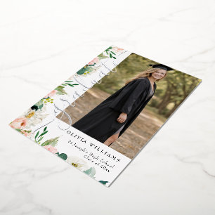 Silver Pink Floral Graduate Photo Graduation