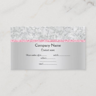 Silver pink glitter elegant semi gloss business card