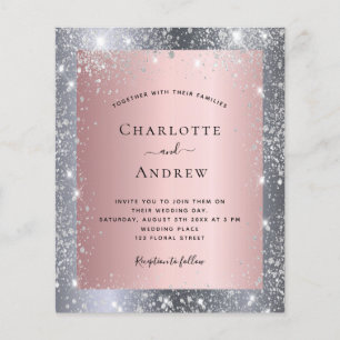 Silver pink glitter elegant wedding budget  flyer