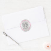 Silver Pink Glitter Feet Baby Shower Favour Thank Classic Round Sticker (Envelope)