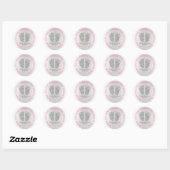 Silver Pink Glitter Feet Baby Shower Favour Thank Classic Round Sticker (Sheet)