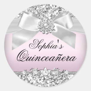 Silver Pink Glitter & Jewel Bow Sticker