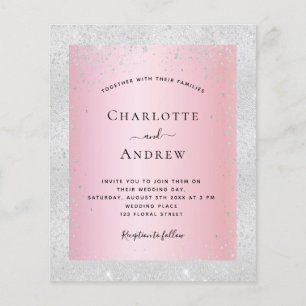Silver pink glitter wedding flyer