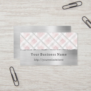 Silver Pink Glitzy Stripes Business name website Card