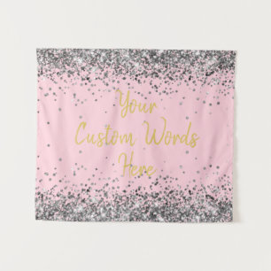 Silver Pink Gold Birthday Party Photo Booth Prop Tapestry
