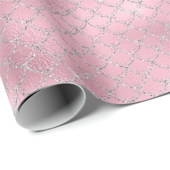 Silver Pink Mermaid Wrapping Paper (Roll Corner)