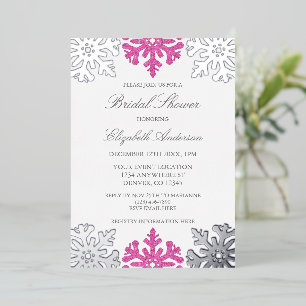 Silver Pink Snowflake Winter Bridal Shower