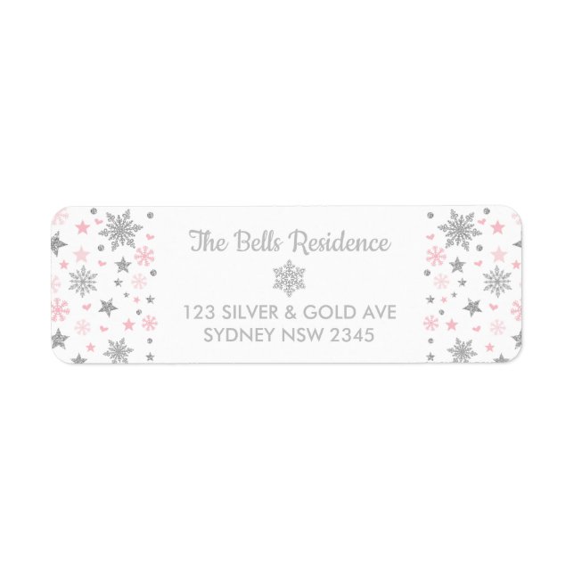 Silver & Pink Snowflakes Winter Onederland Holiday (Front)