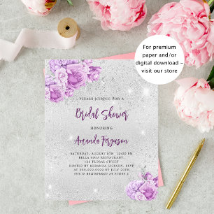 Silver pink violet Bridal Shower invitation