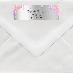 Silver pink violet return address