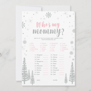 Silver & Pink Winter Wonderland Baby Shower Game Invitation