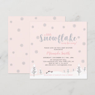 Silver & Pink Winter Wonderland Girl Baby Shower I Invitation
