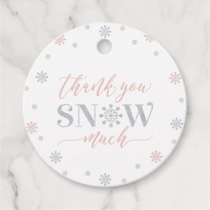 Silver & Pink Winter Wonderland Party Thank you Favour Tags