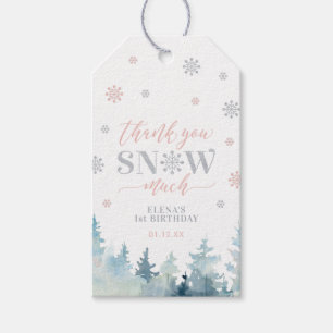 Silver & Pink Winter Wonderland Thank you Favour Gift Tags