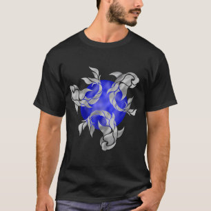 Silver Pisces on Blue Circle T-Shirt