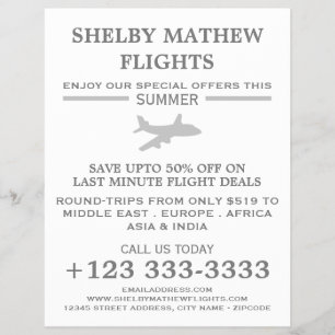 Silver Plane Icon, Airline Advertising Flyer