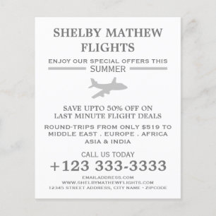 Silver Plane Icon, Airline Advertising Flyer