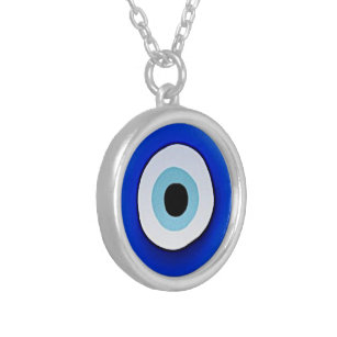  Silver Plated Evil Eye Printed Pendant Necklace