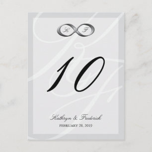 Silver Platinum Infinity Hand Clasp Table Number Postcard