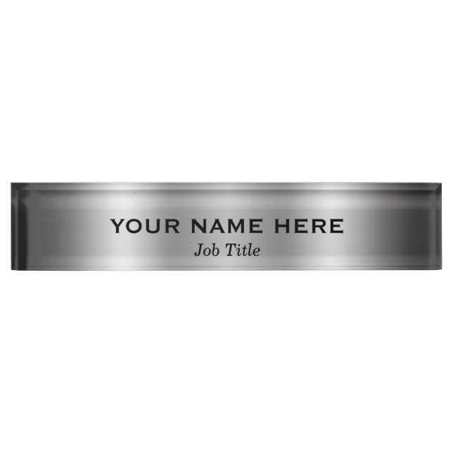 Silver Platinum Shine Modern Minimal Personalised Nameplate (Front)