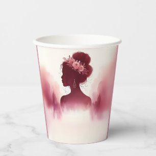 Silver Plum Lace Gown Boho Burgundy Quinceanera Paper Cups