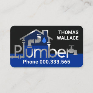 Silver Plumber Home Piping Business Card